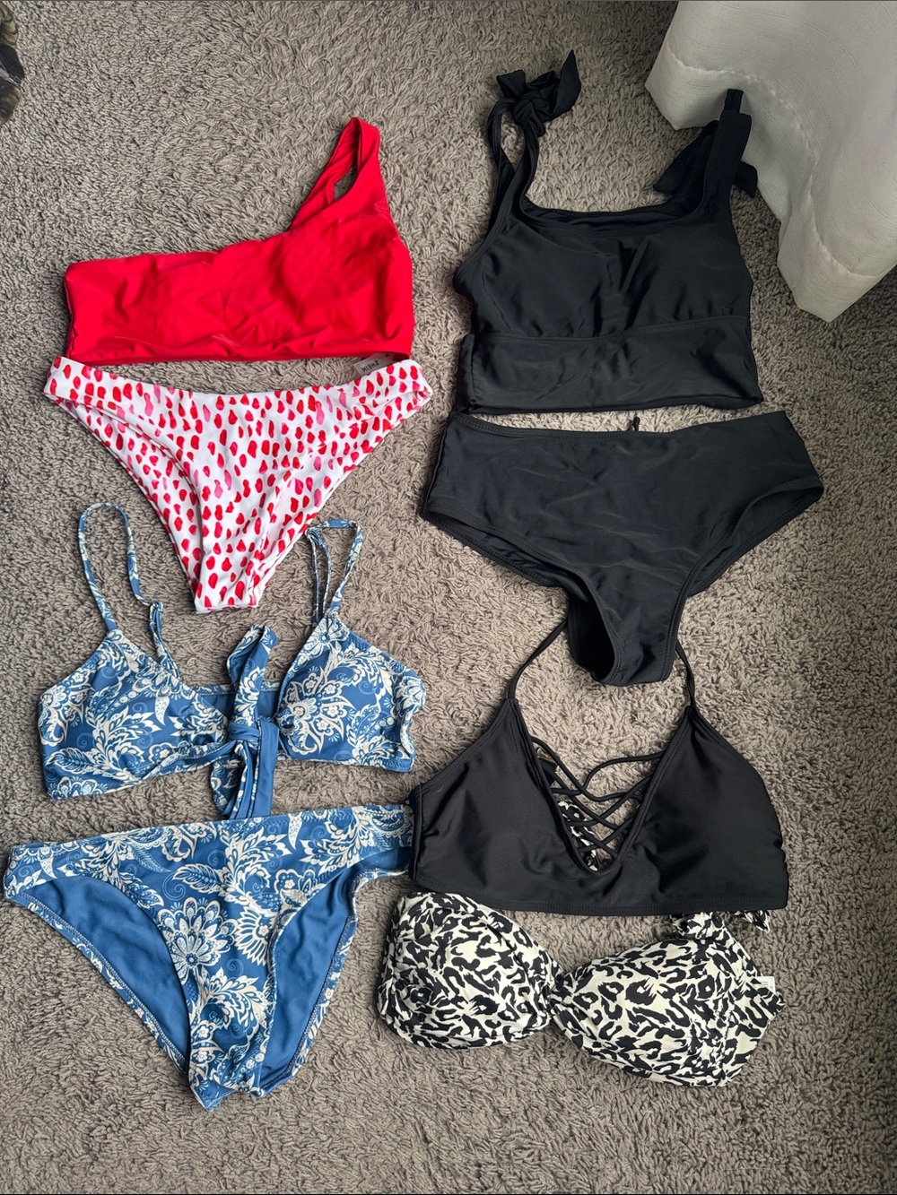 Red, White, Blue and Black Mix Women's Bikini Set